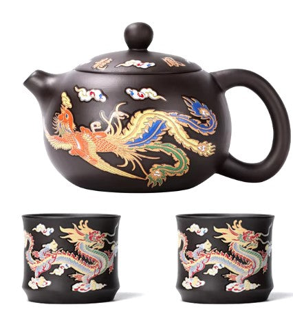 Dragon & Phoenix Color - Changing Ceramic Teapot Set