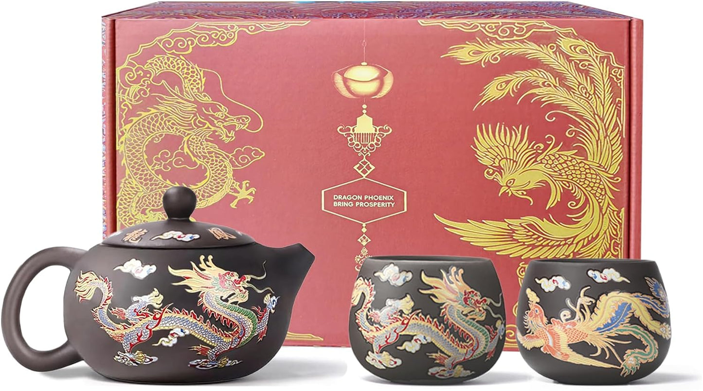 Dragon & Phoenix Color - Changing Ceramic Teapot Set