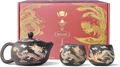 Dragon & Phoenix Color - Changing Ceramic Teapot Set